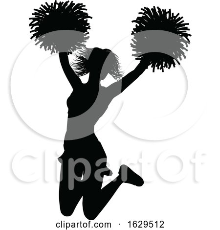 Cheerleader with Pom Poms Silhouette by AtStockIllustration
