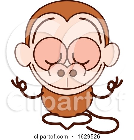 Cartoon Zen Monkey Meditating in the Lotus Pose by Zooco