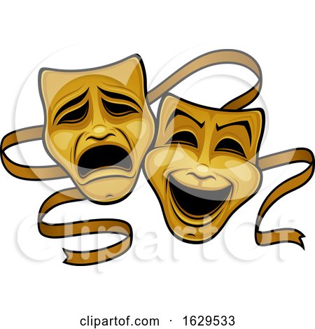 Golden Comedy and Tragedy Masks by John Schwegel
