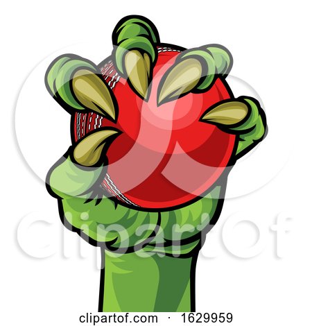 Claw Monster Hand Holding a Cricket Ball by AtStockIllustration