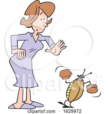 Cartoon White Woman with a Bug Problem by Johnny Sajem