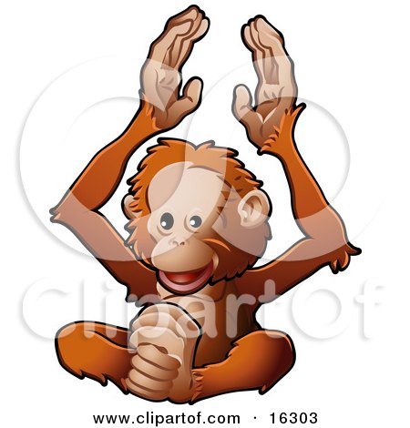 Happy Orangutan Monkey Clapping His Hands And Feet Clipart Illustration Image by AtStockIllustration
