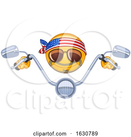 Cartoon Yellow Emoji Emoticon Biker with Handle Bars by yayayoyo