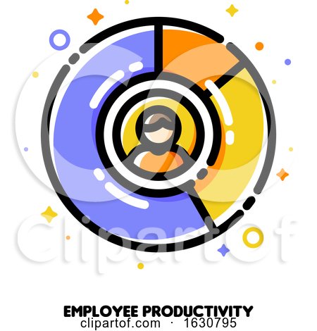 Icon of Multicolor Diagram and Staff Member for Employee Productivity Concept by elena