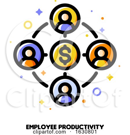 Employee Productivity Icon for Corporate Management or Business Leader Training Concept by elena