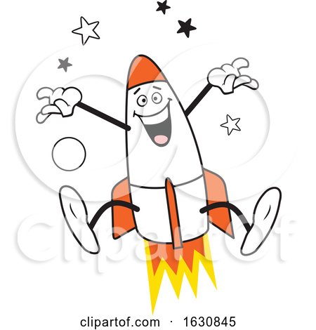 Cartoon Jumping Rocket Character by Johnny Sajem