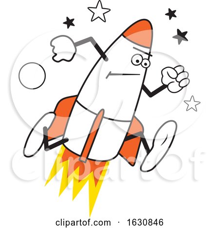 Cartoon Determined Running Rocket Character by Johnny Sajem