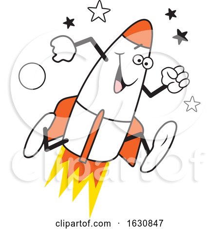 Cartoon Running Rocket Character by Johnny Sajem