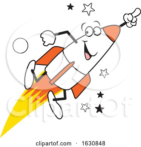 Cartoon Happy Launching Rocket by Johnny Sajem