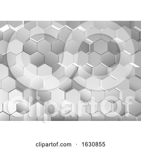 3d Hexagonal Silver Geometric Background by dero
