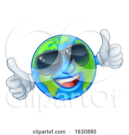Earth Globe Sunglasses Shades World Cartoon Mascot by AtStockIllustration