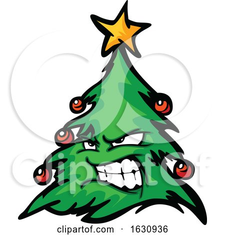 Tough Christmas Tree Mascot Character by Chromaco