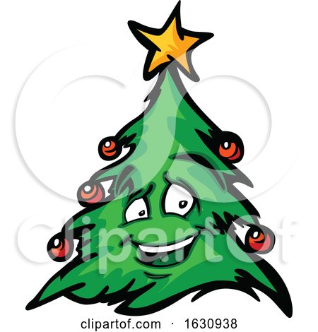 Happy Christmas Tree Mascot Character by Chromaco