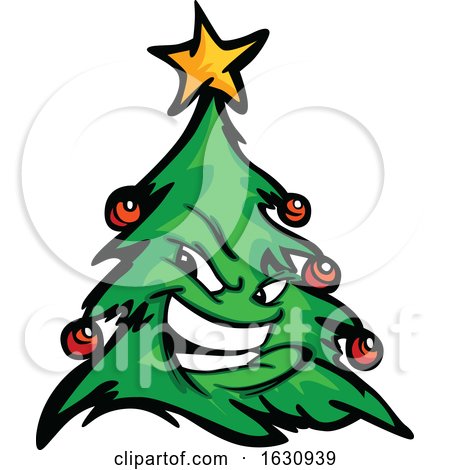 Tough Christmas Tree Mascot Character by Chromaco
