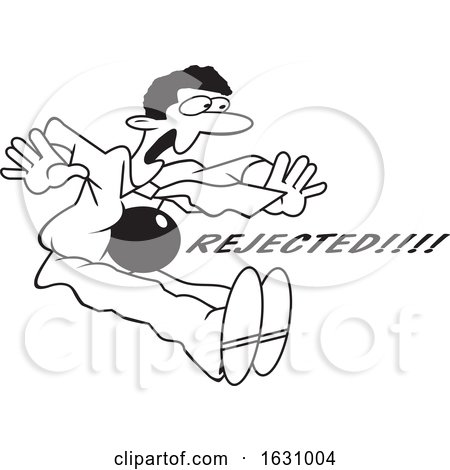 Cartoon Lineart Rejected Black Business Man Being Punched in the Gut by Johnny Sajem