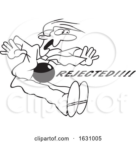 Cartoon Black and White Rejected Man Being Punched in the Gut by Johnny Sajem