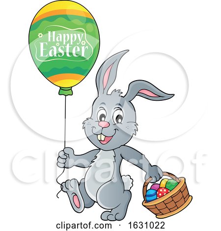 Easter Bunny with a Balloon and Basket by visekart