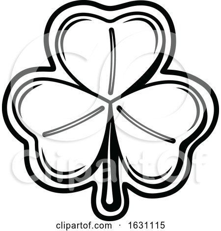 Black and White St Patricks Day Shamrock by Vector Tradition SM