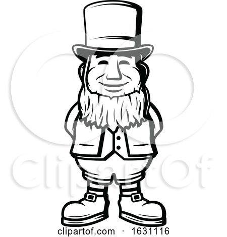 Black and White St Patricks Day Leprechaun by Vector Tradition SM