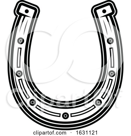 Black and White St Patricks Day Horse Shoe by Vector Tradition SM