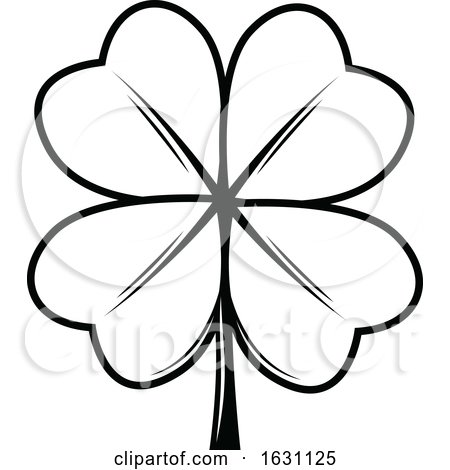 Black and White St Patricks Day Shamrock by Vector Tradition SM
