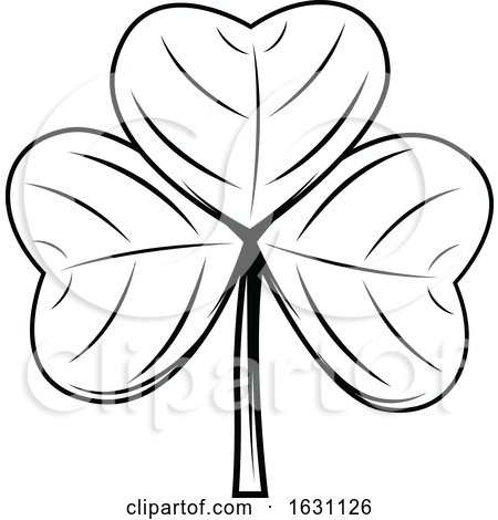 Black and White St Patricks Day Shamrock by Vector Tradition SM