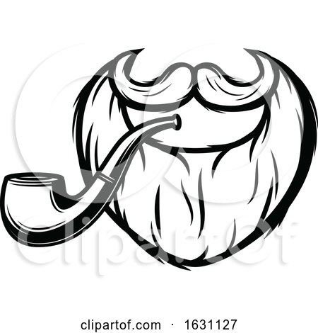 Black and White St Patricks Day Leprechauns Beard and Pipe by Vector Tradition SM