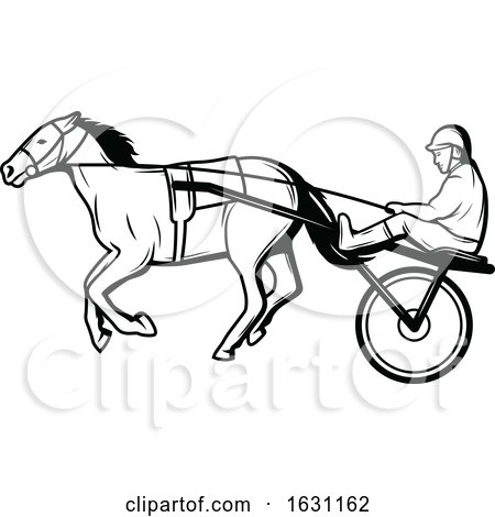 Black and White Horse Cart Racer by Vector Tradition SM