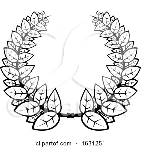 Black and White Leaf Wreath by Vector Tradition SM