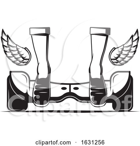 Black and White Hoverboard with Wings by Vector Tradition SM