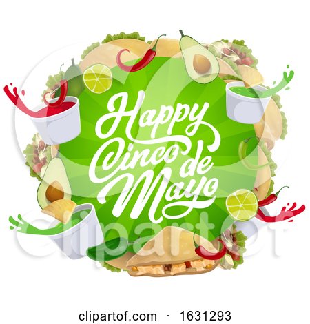 Happy Cinco De Mayo Greeting and Food by Vector Tradition SM