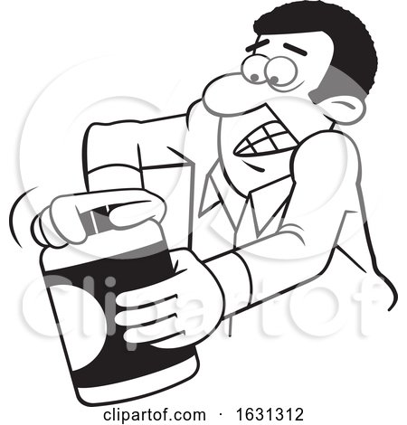 Cartoon Lineart Black Man Opening a Tough Jar by Johnny Sajem