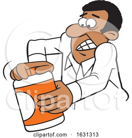 Cartoon Black Man Opening a Tough Jar by Johnny Sajem