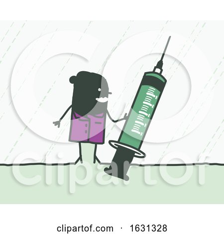 Black Stick Female Nurse Holding a Syringe by NL shop