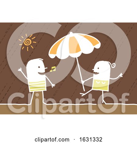 White Stick Couple Dancing on a Beach by NL shop