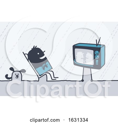 Black Stick Man Watching a Comedy on TV by NL shop