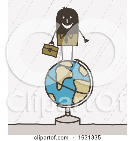 Black Stick Business Man on a Globe by NL shop