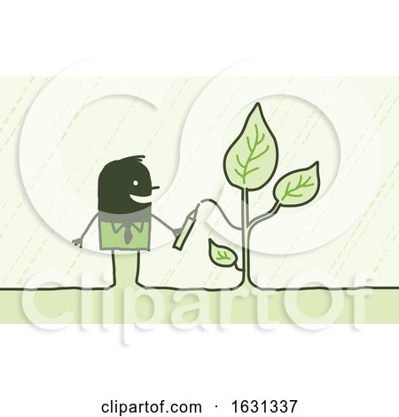 Black Stick Business Man Drawing a Plant by NL shop