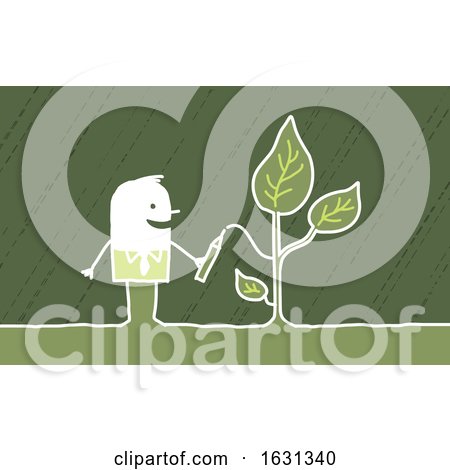 White Stick Business Man Drawing a Plant by NL shop
