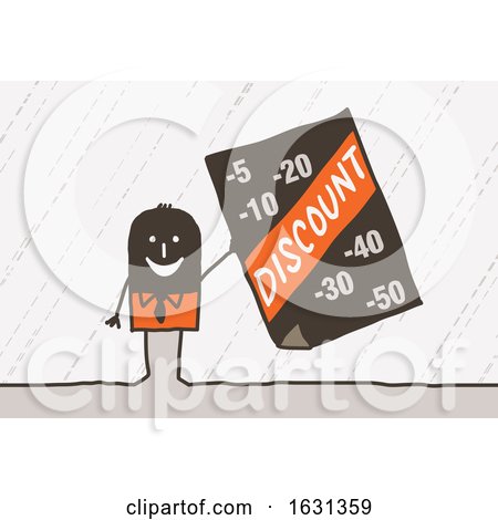 Black Stick Business Man Holding a Discount Sign by NL shop