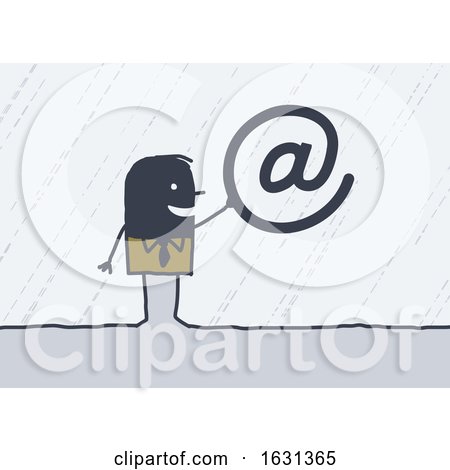 Black Stick Business Man Holding an Email Symbol by NL shop