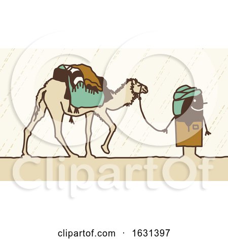 Black Stick Man Walking with a Camel by NL shop