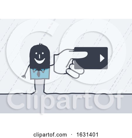 Black Stick Man Holding a Hotel Room Key or Credit Card by NL shop