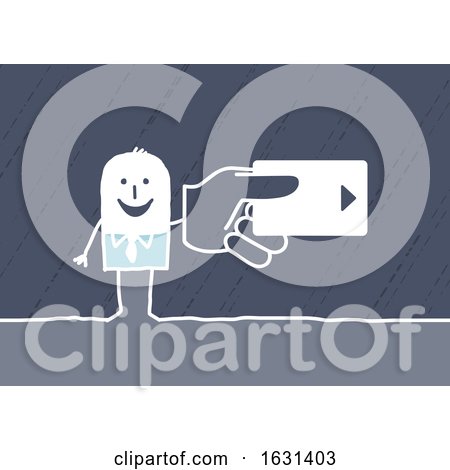 White Stick Man Holding a Hotel Room Key or Credit Card by NL shop