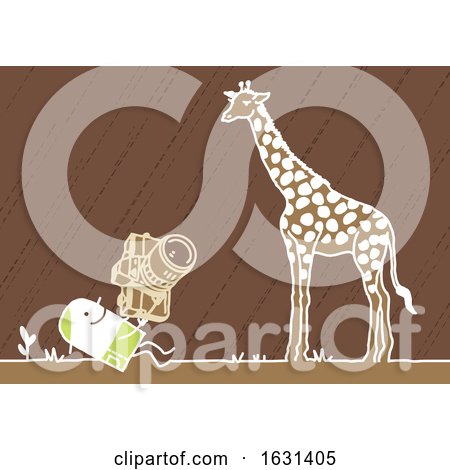 White Stick Man Taking Pictures of a Giraffe on a Safari by NL shop