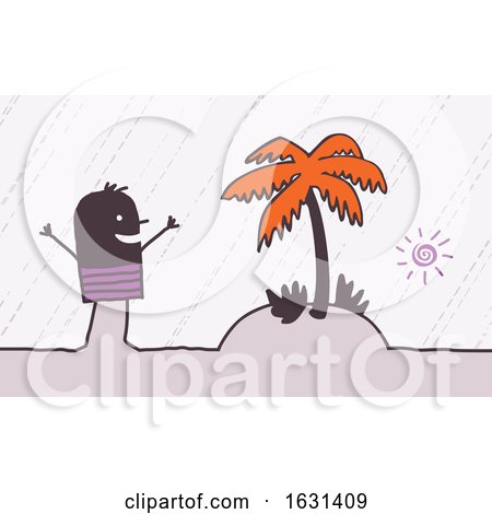 Happy Black Stick Man Vacationing on a Tropical Island by NL shop