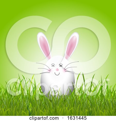 Cute Easter Egg Bunny in Grass by KJ Pargeter