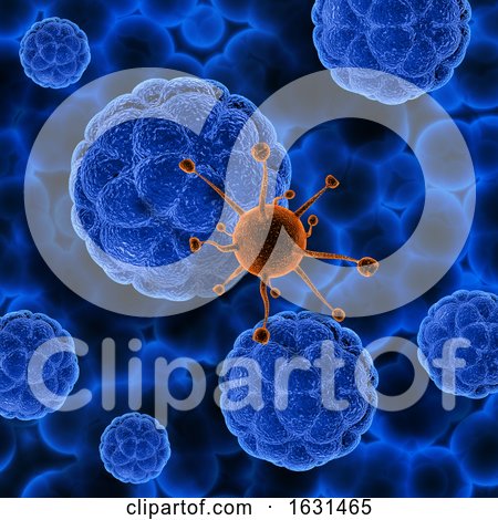 3D Medical Background with Rogue Virus Cell by KJ Pargeter