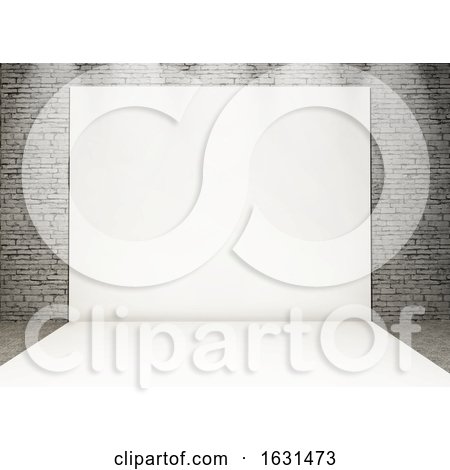 3D White Photo Back Drop in a Grunge Brick Interior by KJ Pargeter