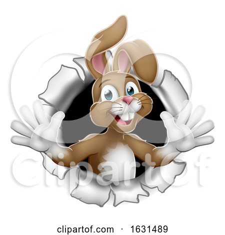 Easter Bunny Rabbit Breaking Background by AtStockIllustration